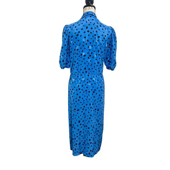 Vintage 1980s Women’s A-line Dress John Roberts Blue & Black Secretary Size 8 - Picture 11 of 12